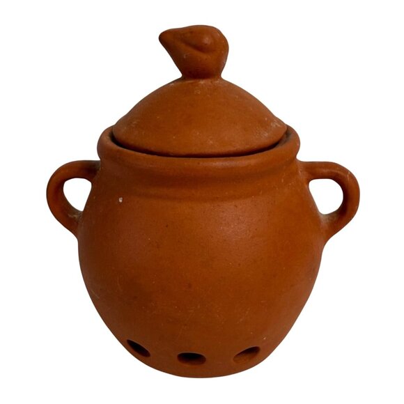 Terracotta Garlic Keeper Jar with Lid Kitchen Storage Pot Rustic Kitchen Decor - Picture 4 of 12